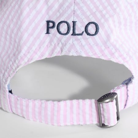 Polo Ralph Lauren - Gorra A Rayas Oxford Blanca Rosa