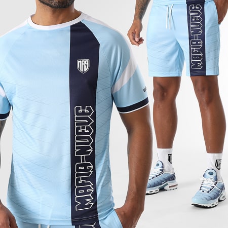 MA9 Mafia Nueve - Ensemble Tee Shirt Et Short Jogging Nitro Tape Blue