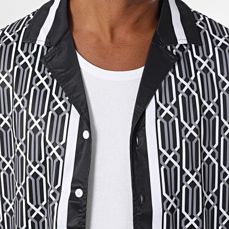 Zayne Paris  - Ensemble Chemise Manches Courtes Et Short Jogging 087 Noir Blanc