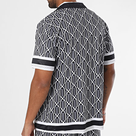 Zayne Paris  - Ensemble Chemise Manches Courtes Et Short Jogging 087 Noir Blanc