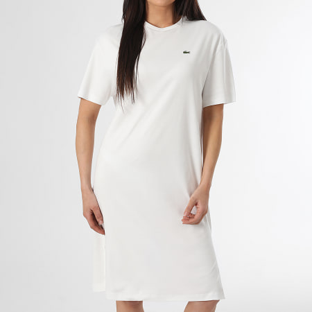 Lacoste - Robe Femme Logo Brodé Crocodile Blanc