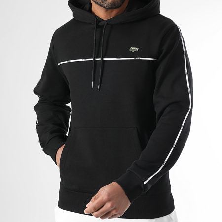 Lacoste - Sweat Capuche Logo Brodé Crocodile Noir