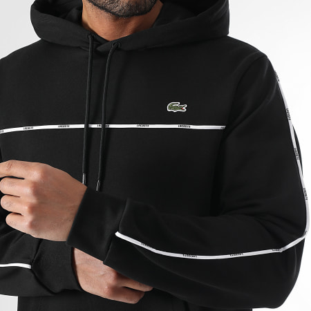Lacoste - Sweat Capuche Logo Brodé Crocodile Noir