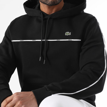 Lacoste - Sweat Capuche Logo Brodé Crocodile Noir