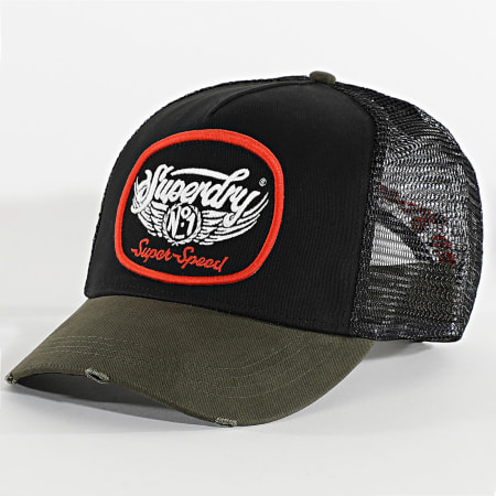 Superdry - Casquette Trucker Mesh W9010176A Noir Vert Kaki