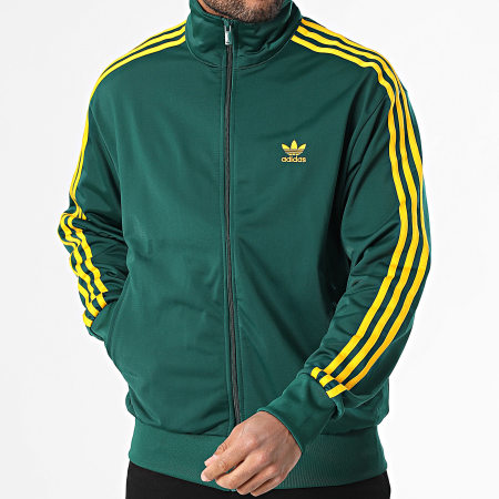 Adidas Originals - Veste Zippée A Bandes Firebird JZ4097 Vert Jaune