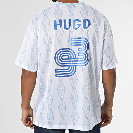Hugo Blue - Maillot Col V Notbal 50536080 Blanc Bleu Clair Bleu Roi