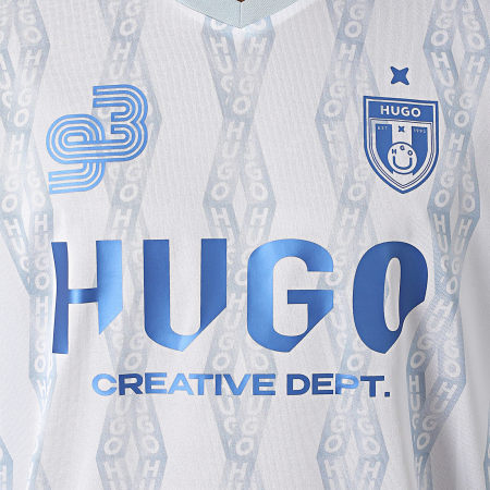 Hugo Blue - Maillot Col V Notbal 50536080 Blanc Bleu Clair Bleu Roi