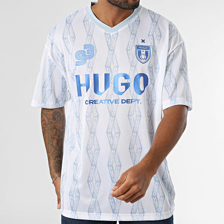 Hugo Blue - Maillot Col V Notbal 50536080 Blanc Bleu Clair Bleu Roi