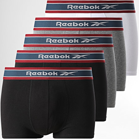 Reebok - Lot De 5 Boxers 15059 Noir Blanc Gris Chiné
