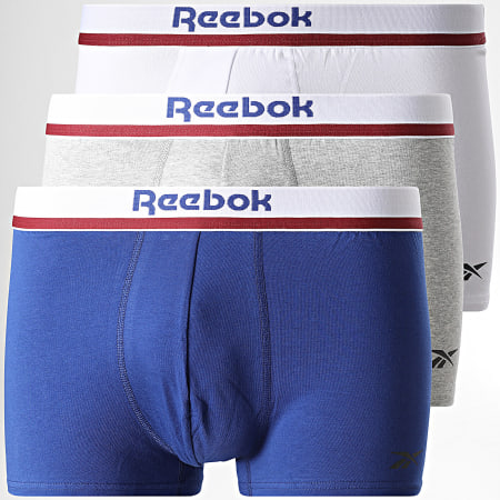 Reebok - Lot De 3 Boxers 15063 Blanc Gris Chiné Bleu Roi