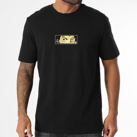 One Piece - Tee Shirt Oversize Large Etiquette Noir Doré