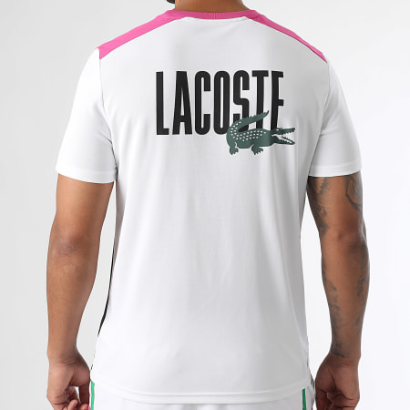 Tee Shirt Regular Fit Jogging Short Diamond Embroidered Logo Crocodile  White Pink Set