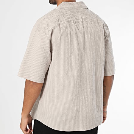 Urban Classics - Camisa de Mangas Cortas A Rayas TB6409 Beige