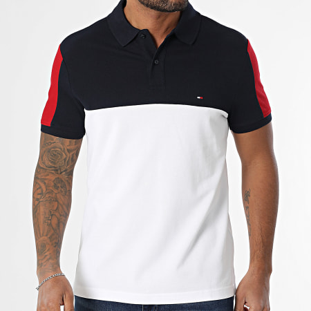 Tommy Hilfiger - Polo Manches Courtes Colorblock 8966 Blanc Bleu Marine