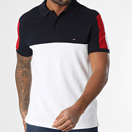 Tommy Hilfiger - Polo Manches Courtes Colorblock 8966 Blanc Bleu Marine