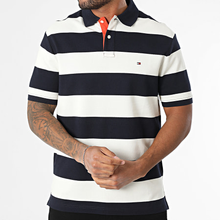 Tommy Hilfiger - Polo Manches Courtes Blocking Contrast Placket 9045 Beige Bleu Marine