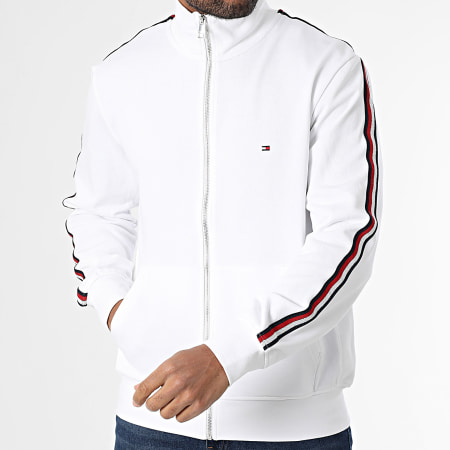 Tommy Hilfiger - Sweat Zippé Global Stripe Stand Collar 8686 Blanc