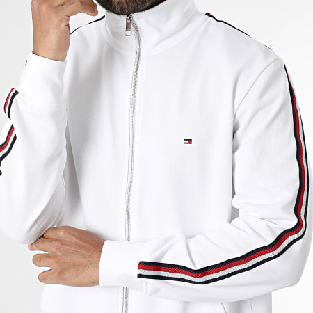 Tommy Hilfiger - Sweat Zippé Global Stripe Stand Collar 8686 Blanc