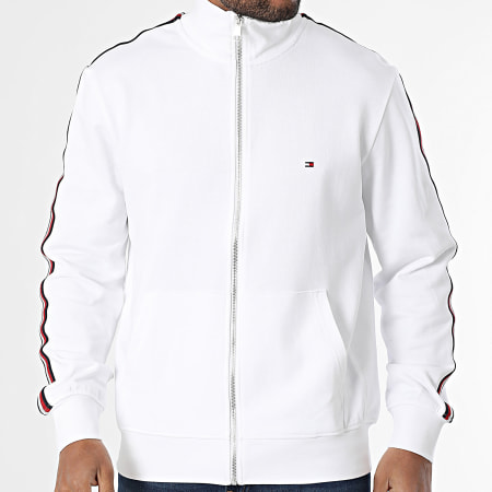 Tommy Hilfiger - Sweat Zippé Global Stripe Stand Collar 8686 Blanc