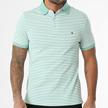 Tommy Hilfiger - Polo Manches Courtes Slim 1985 7771 Vert Blanc