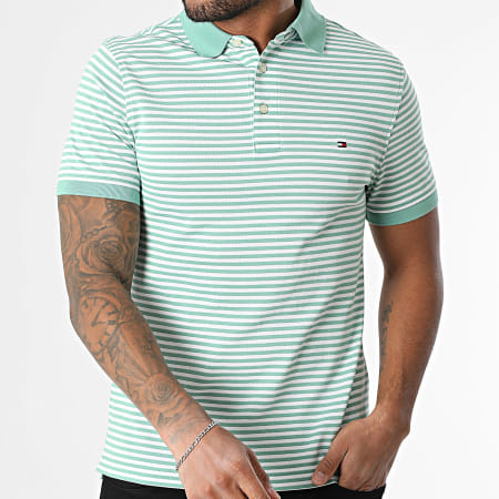 Tommy Hilfiger - Polo Manches Courtes Slim 1985 7771 Vert Blanc