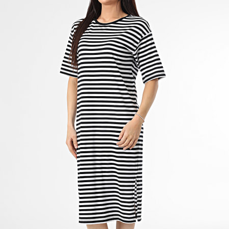 Classic Series - Ayden Vrouwen Wit Zwart Streep T-shirt Jurk