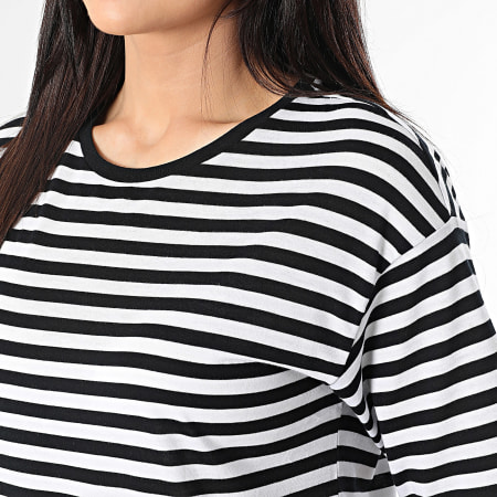 Classic Series - Ayden Vrouwen Wit Zwart Streep T-shirt Jurk