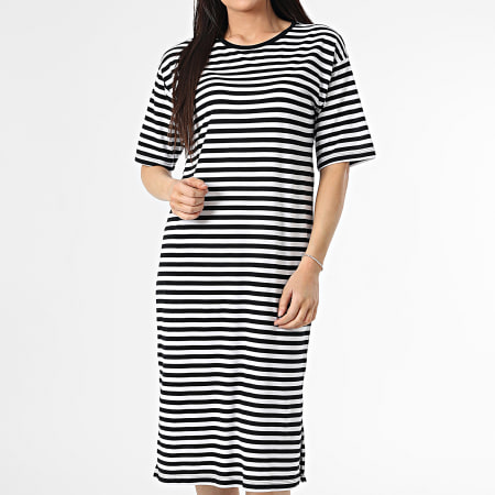 Classic Series - Ayden Vrouwen Wit Zwart Streep T-shirt Jurk