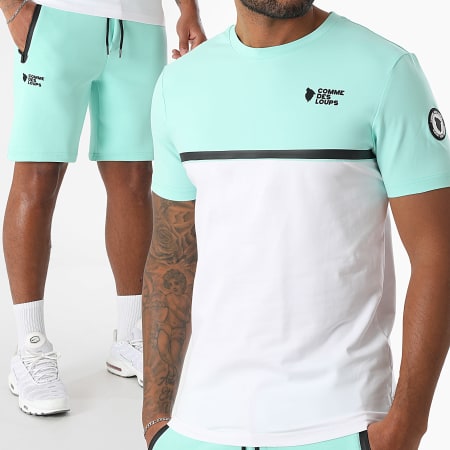 Comme Des Loups - Ensemble Tee Shirt Et Short Jogging Everest Vert Blanc