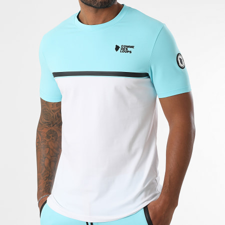 Comme Des Loups - Ensemble Tee Shirt Et Short Jogging Everest Bleu Clair Blanc