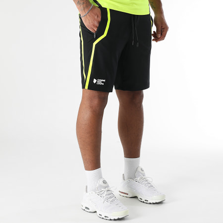 Comme Des Loups - Conjunto T-Shirt e Calção de treino Compressor Amarelo Fluorescente Preto