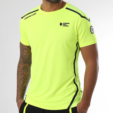 Comme Des Loups - Conjunto T-Shirt e Calção de treino Compressor Amarelo Fluorescente Preto