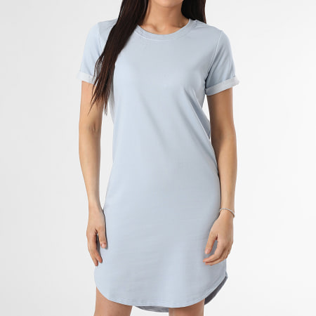 Only - Robe Tee Shirt Femme Ivy Bleu Clair