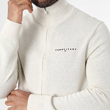 Tommy Jeans - Cardigan Zippé Slim Linear 1301 Beige
