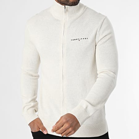 Tommy Jeans - Cardigan Zippé Slim Linear 1301 Beige