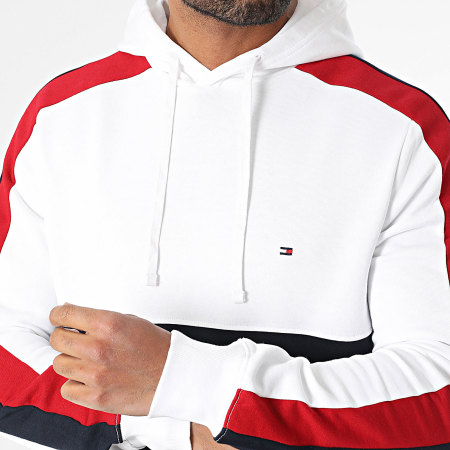 Tommy Hilfiger - Sweat Capuche Global Stripe Block 9969 Blanc Bleu Marine Rouge