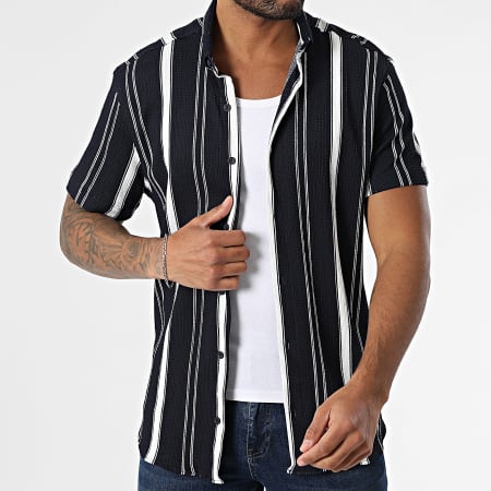 Chemise Manches Courtes A Rayures 016 Bleu Marine