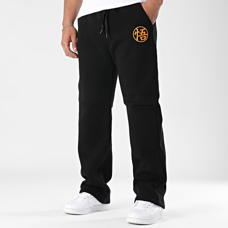 Goku Wide Jogging Pants Black Orange