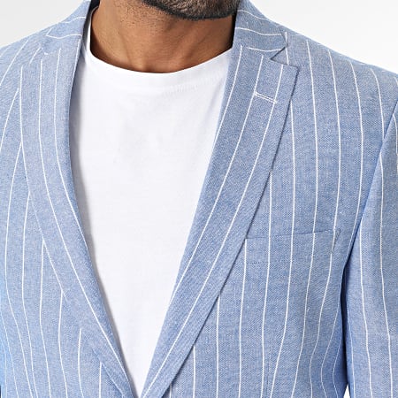 Mackten - Chaqueta Blazer A Rayas 110 Azul Claro Blanco Jaspeado