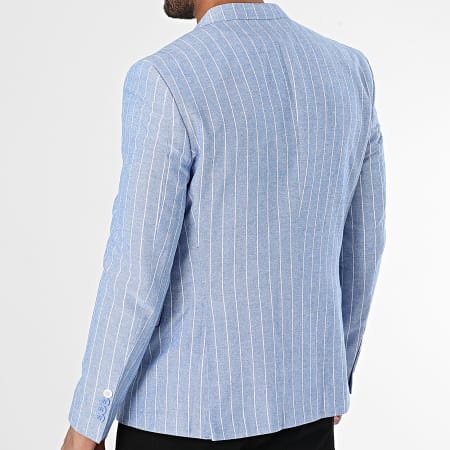Mackten - Chaqueta Blazer A Rayas 110 Azul Claro Blanco Jaspeado