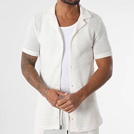 Mackten - Ensemble Chemise Manches Courtes Et Short Jogging En Mailles 563 Beige Clair