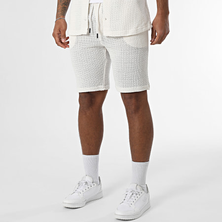 Mackten - Ensemble Chemise Manches Courtes Et Short Jogging En Mailles 563 Beige Clair