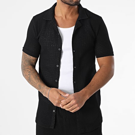 Mackten - Ensemble Chemise Manches Courtes Et Short Jogging En Mailles 563 Noir