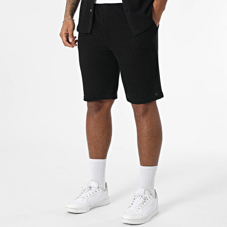 Mackten - Ensemble Chemise Manches Courtes Et Short Jogging En Mailles 563 Noir