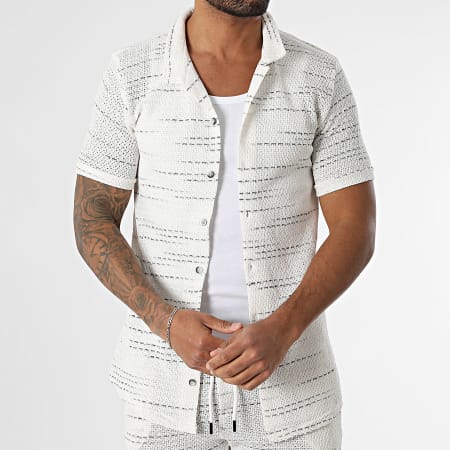 Mackten - Ensemble Chemise Manches Courtes Et Short Jogging En Mailles 559 Beige Clair Bleu Marine