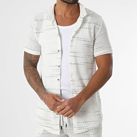 Mackten - Ensemble Chemise Manches Courtes Et Short Jogging En Mailles 559 Beige Clair Vert