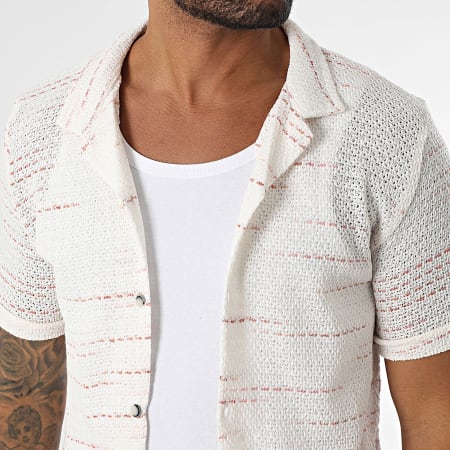 Mackten - Ensemble Chemise Manches Courtes Et Short Jogging En Mailles 559 Beige Clair Rouge
