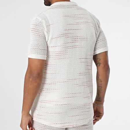 Mackten - Ensemble Chemise Manches Courtes Et Short Jogging En Mailles 559 Beige Clair Rouge
