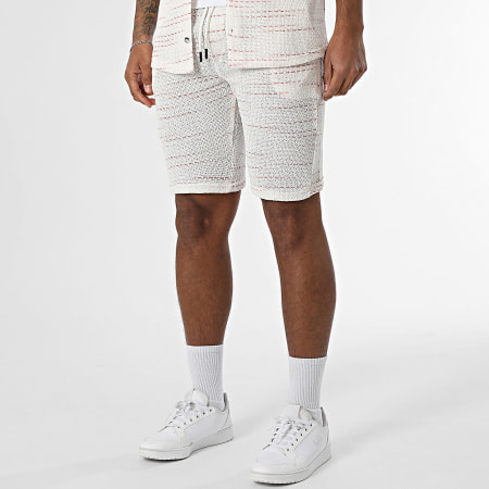 Mackten - Ensemble Chemise Manches Courtes Et Short Jogging En Mailles 559 Beige Clair Rouge
